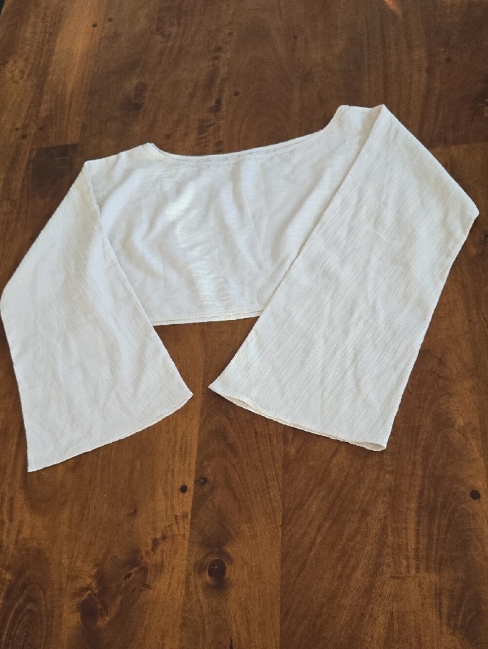 Unbranded Cream Textured Boatneck Bell Sleeve Crop Top Size Medium